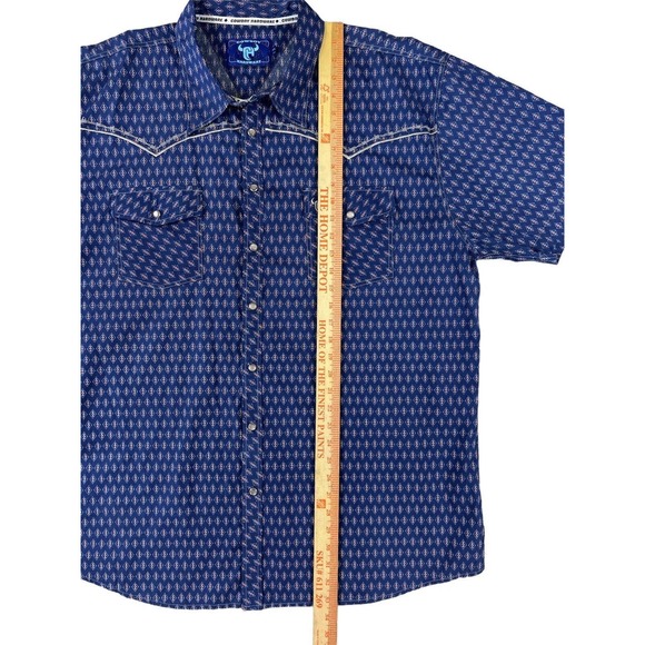 Cowboy Hardware Men Blue Short Sleeve‎ Pearl Snap Shirt Size XXL - Picture 2 of 7